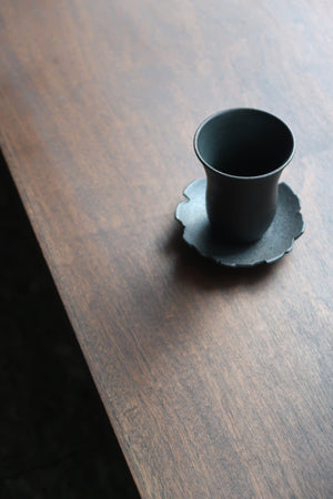 Black Clay Cup and Coaster