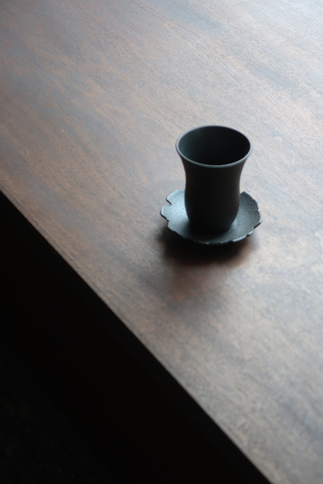 Black Clay Cup and Coaster