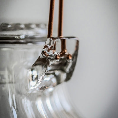 Tall Glass Tea Pot with Brass Handle