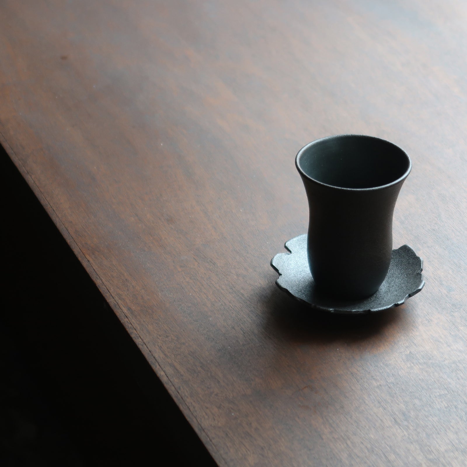 Black Clay Cup and Coaster